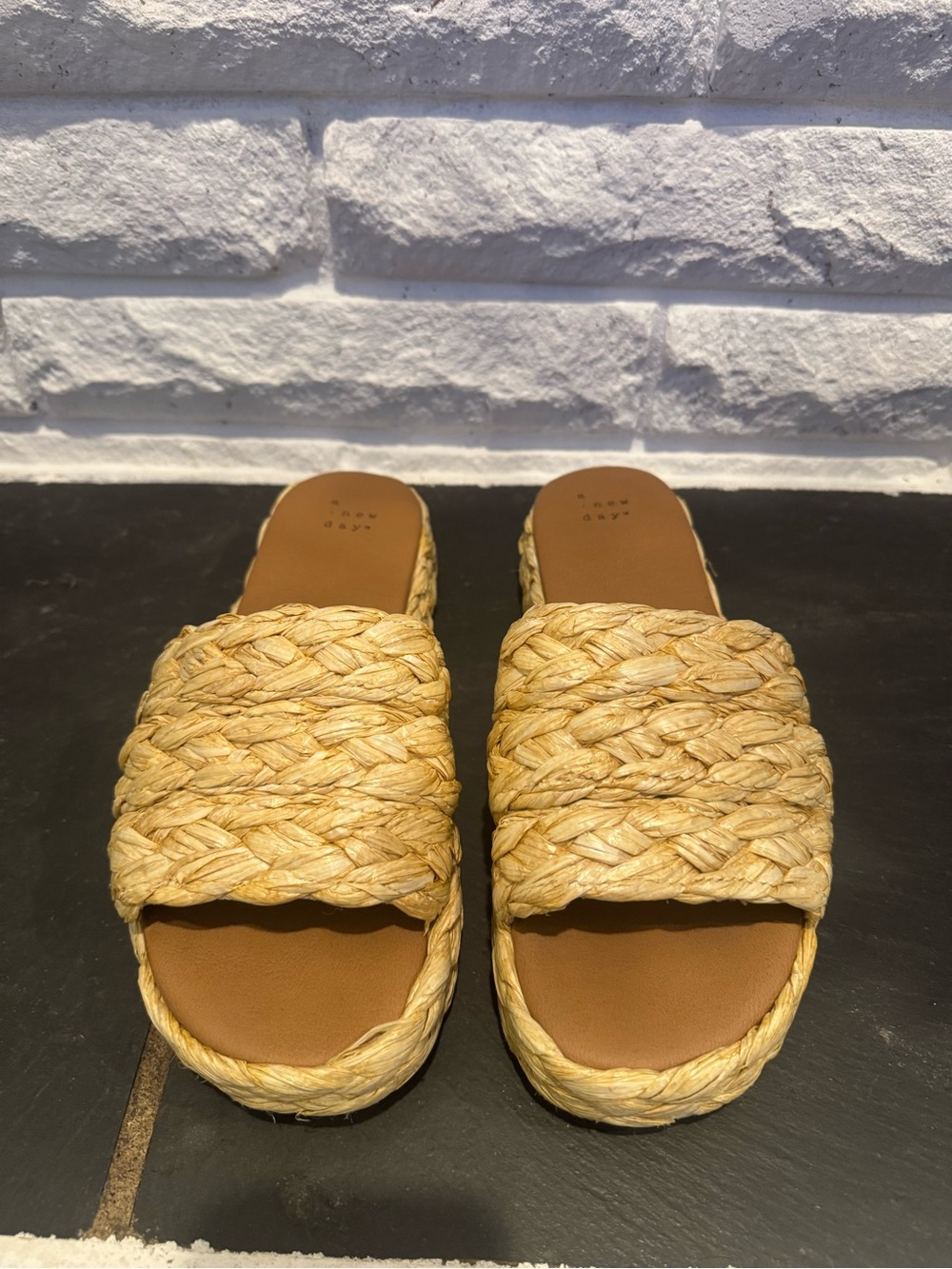 a new day Yellow Braided Slide Mules